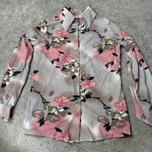 Vintage 60 70s NPC Fashions Women's 10 Floral Button Up